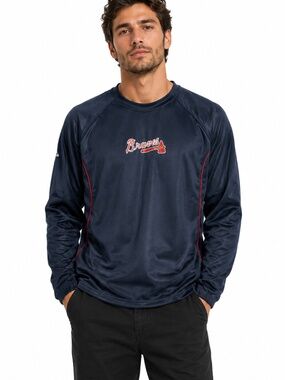 Atlanta Braves Pullover 2XLT Majestic Blue